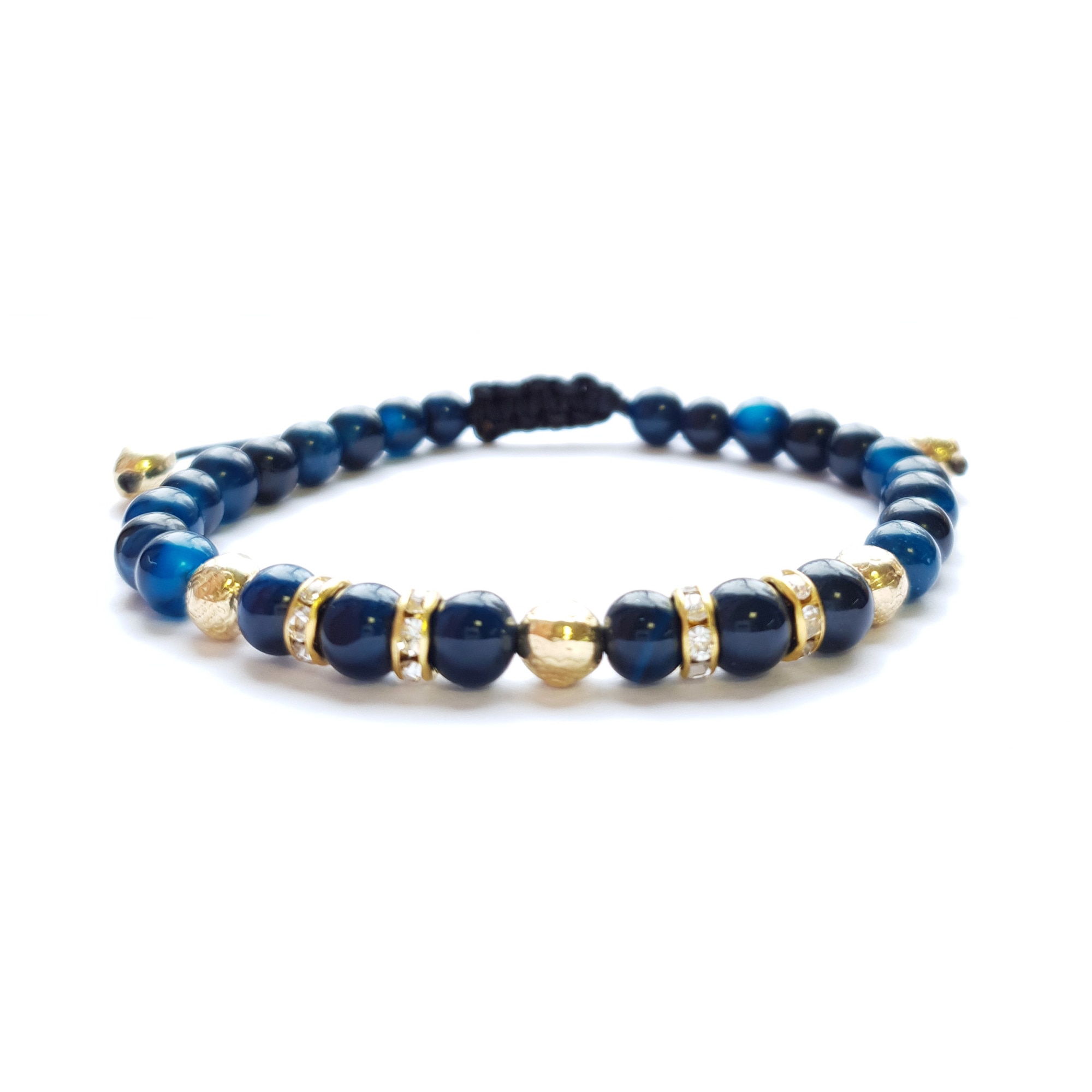 Bratara handmade cu agat, Lungime ajustabila, Albastru