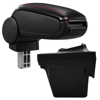 Cotiera Peugeot 308 II (09.2013-) marca aVr - negru piele ecologica cu cusatura rosie Cotiera Peugeot 308 II (09.2013-) marca aVr - negru piele ecologica cu cusatura rosie