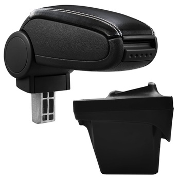 Cotiera Peugeot 308 II (09.2013-) marca aVr - negru piele ecologica cu cusatura alba Cotiera Peugeot 308 II (09.2013-) marca aVr - negru piele ecologica cu cusatura alba