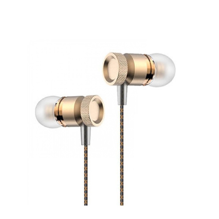 Casti audio cu fir pentru telefon Konfulon INA8 auriu