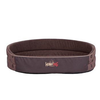 Pat oval de caine Hobbydog, maro deschis cu labele, Marimea 3 - 52x38 cm Pat oval de caine Hobbydog, maro deschis cu labele, Marimea 3 - 52x38 cm