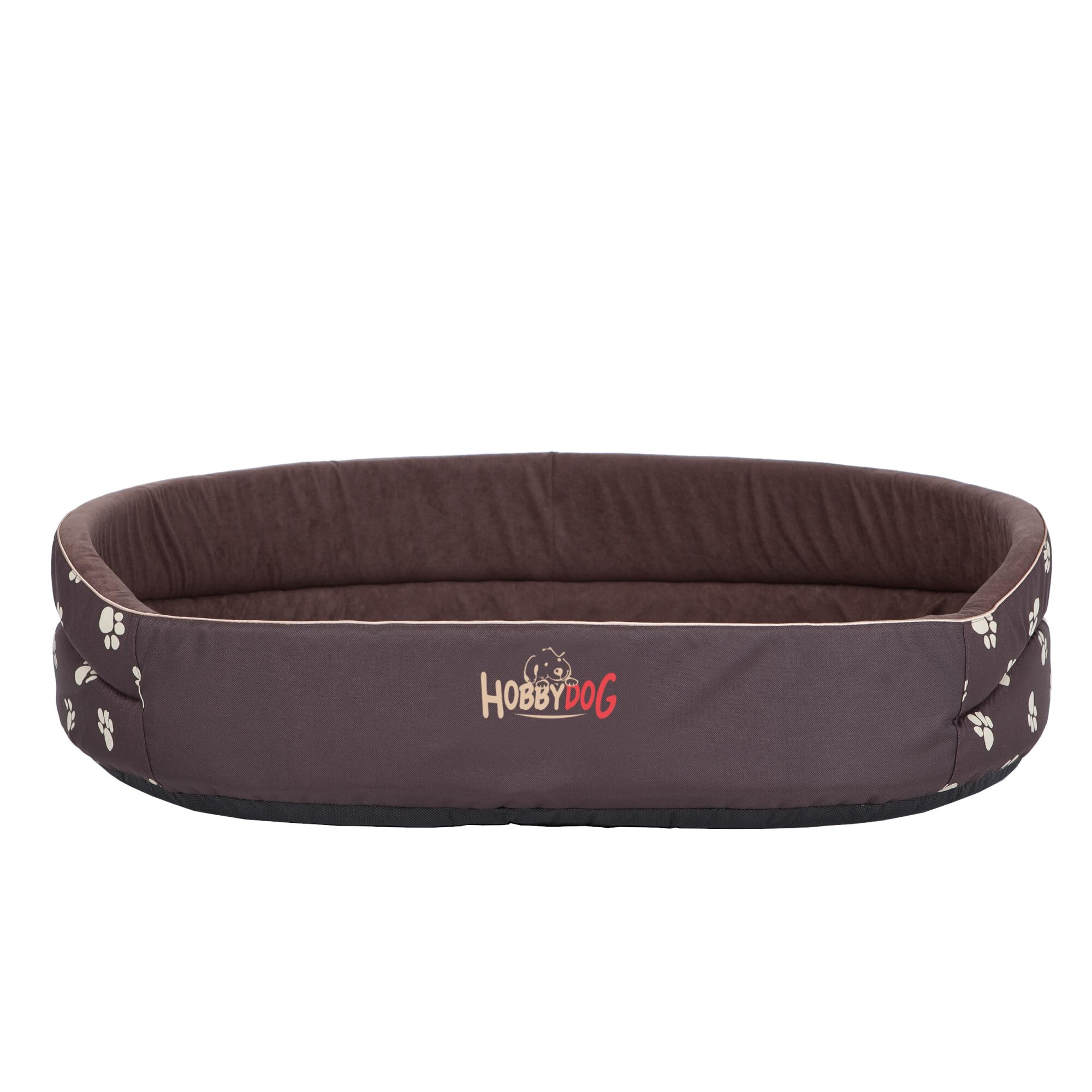 Pat oval de caine Hobbydog, maro cu labele, Marimea 3 - 52x38 cm