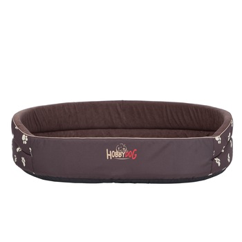 Pat oval de caine Hobbydog, maro cu labele, Marimea 4 - 58x43 cm Pat oval de caine Hobbydog, maro cu labele, Marimea 4 - 58x43 cm