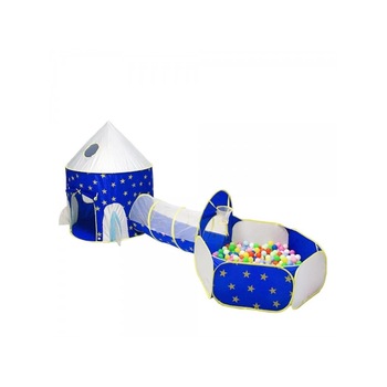 Set cort de joaca pentru copii 3 in 1 in forma de castel Alibibi albastru Set cort de joaca pentru copii 3 in 1 in forma de castel Alibibi albastru