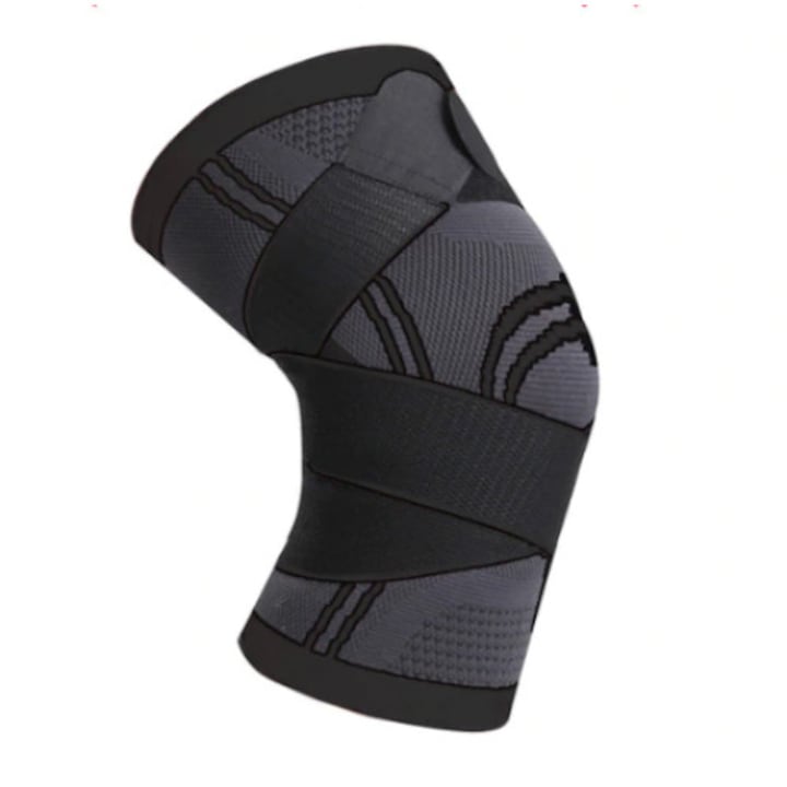 Genunchiera elastica ajustabila cu bretele elastice respirabila marca Jetitude™,1 Bucata Gri cu Negru Marime XL