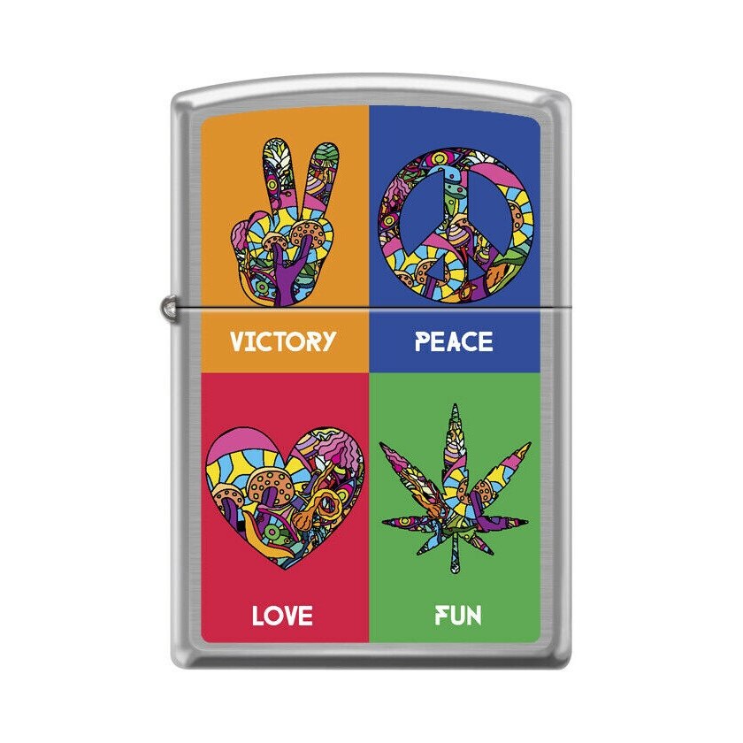 Bricheta Zippo 7816 Hippie Symbols
