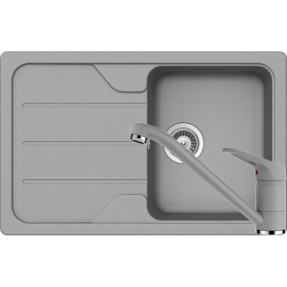 Kit chiuveta Schock Formhaus D-100S 780 x 500 mm si baterie Schock Cosmo Croma Cristalite