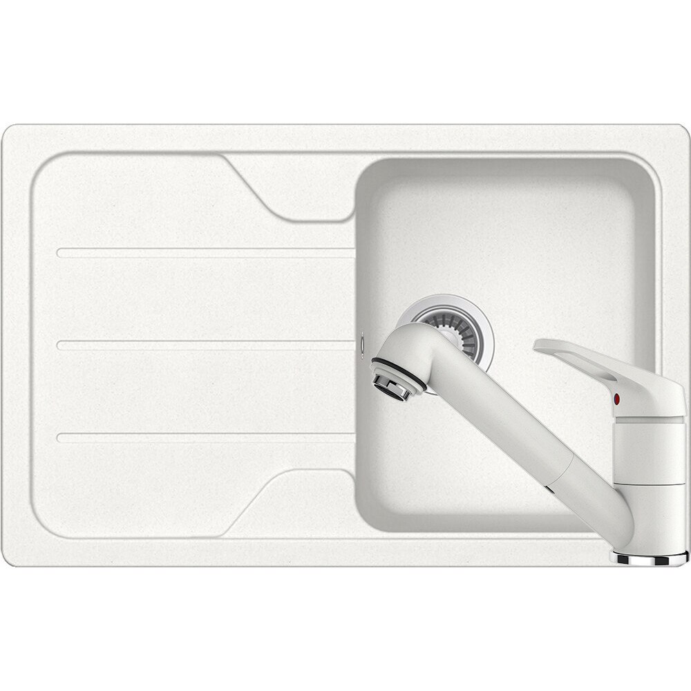 Kit chiuveta Schock Formhaus D-100S 780 x 500 mm si baterie Schock Cosmo cu Dus Extractibil Alpina Cristalite