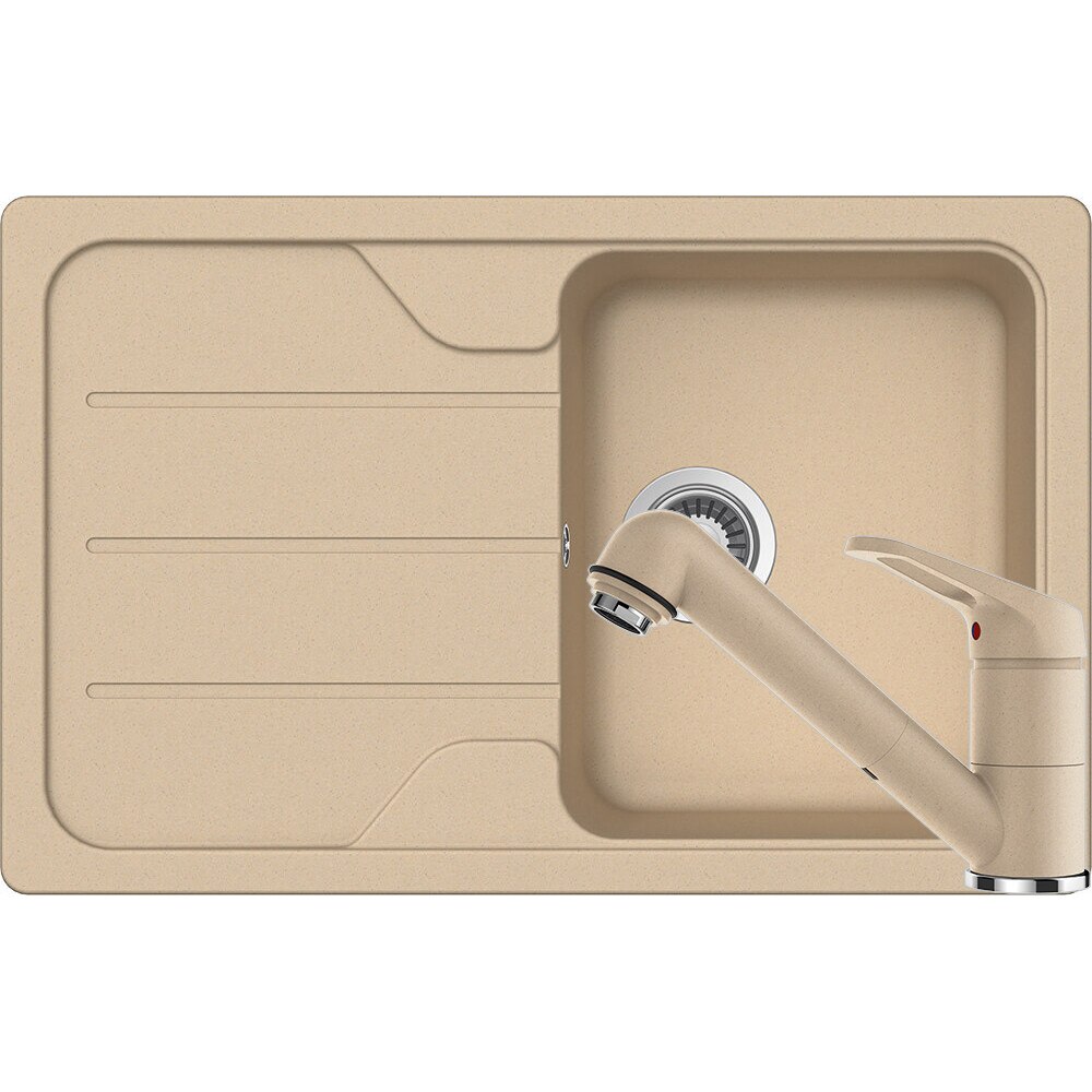Kit chiuveta Schock Formhaus D-100S 780 x 500 mm si baterie Schock Cosmo cu Dus Extractibil Moonstone Cristalite
