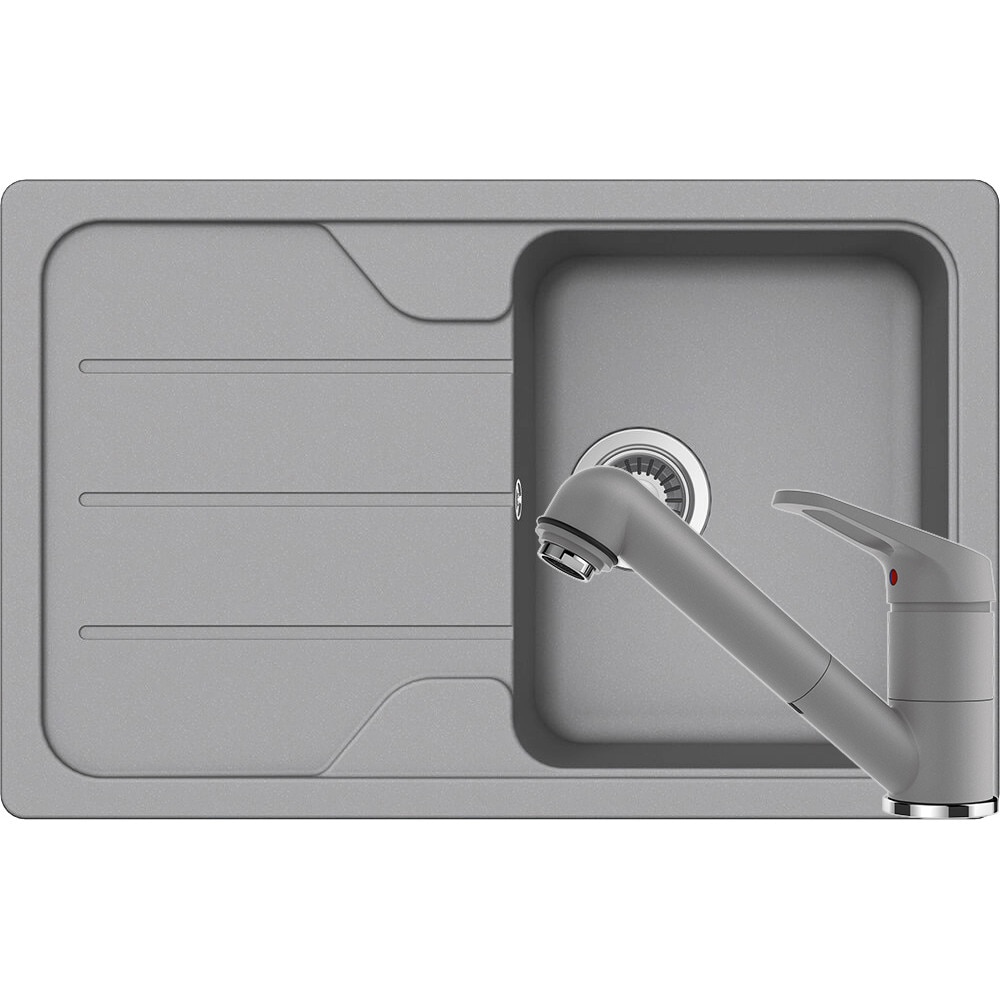 Kit chiuveta Schock Formhaus D-100S 780 x 500 mm si baterie Schock Cosmo cu Dus Extractibil Croma Cristalite