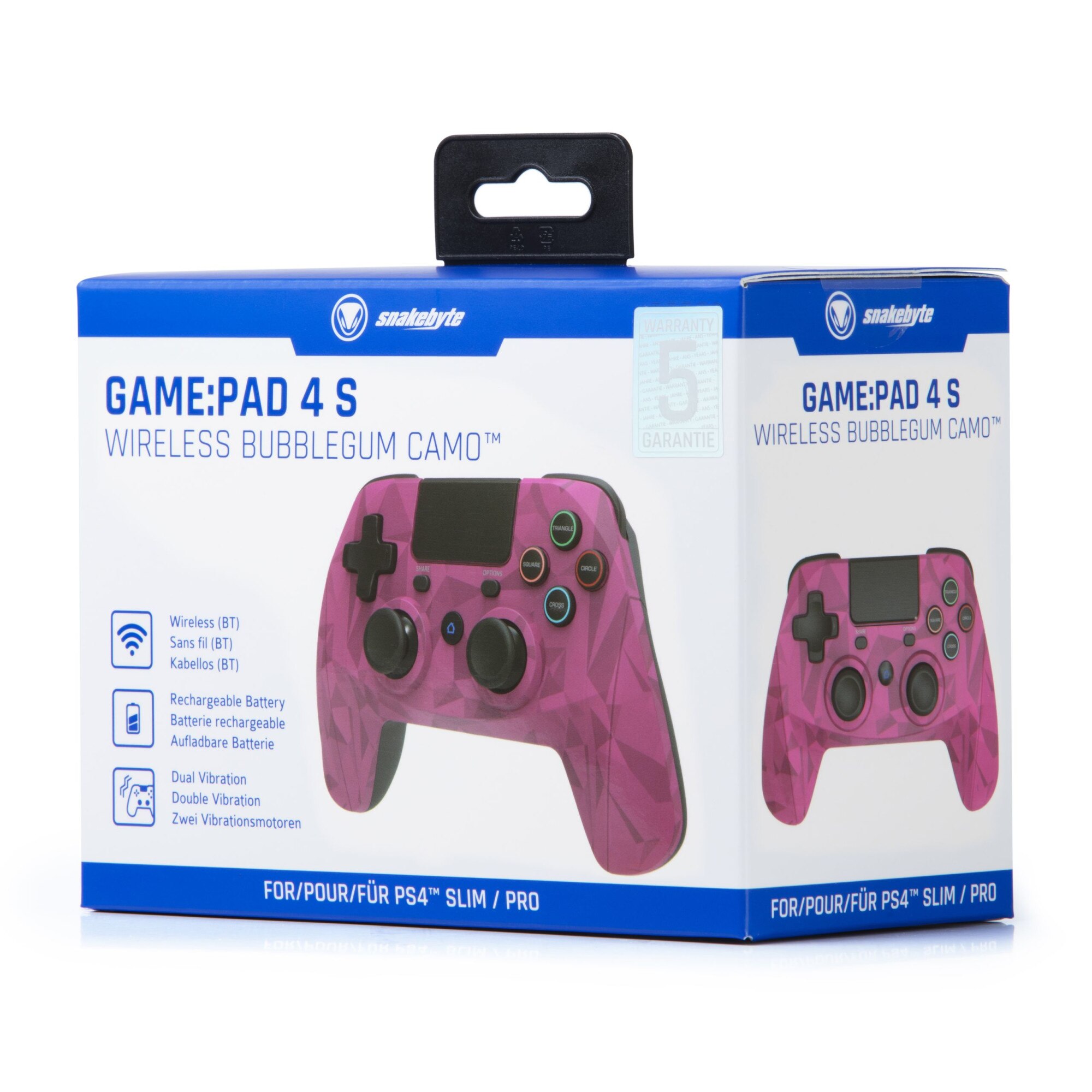 Snakebyte GamePad 4S wireless kontroller PS4, bubblegum camo eMAG.hu