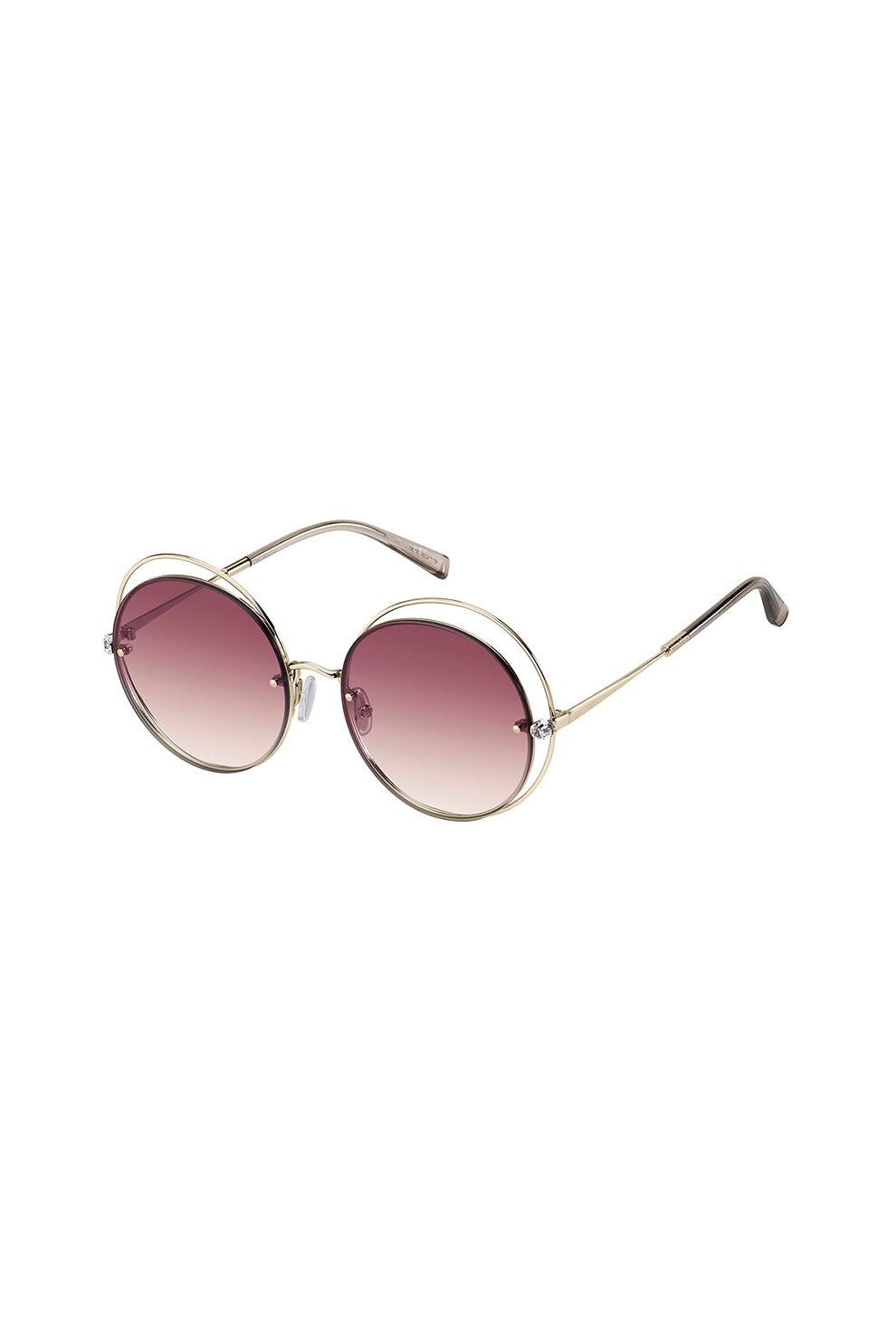 Max Mara, Ochelari de soare rotunzi cu cristale Shine I, Auriu deschis, 56-17-140 Standard