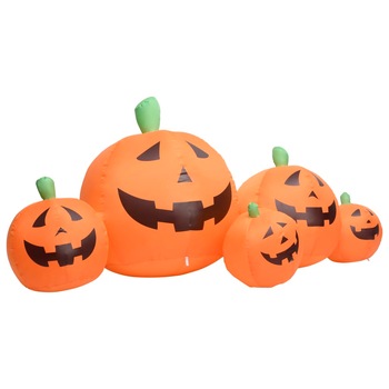 Set de 5 dovleci decorativi gonflabili pentru Halloween cu LED, vidaXL, Textil 210T, 1,8 x 0,9 x 0,76 m, Portocaliu Set de 5 dovleci decorativi gonflabili pentru Halloween cu LED, vidaXL, Textil 210T, 1,8 x 0,9 x 0,76 m, Portocaliu