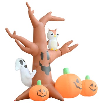 Copac gonflabil bantuit si cu dovleci pentru Halloween, vidaXL, Textil, LED, 2,6 m, Portocaliu Copac gonflabil bantuit si cu dovleci pentru Halloween, vidaXL, Textil, LED, 2,6 m, Portocaliu