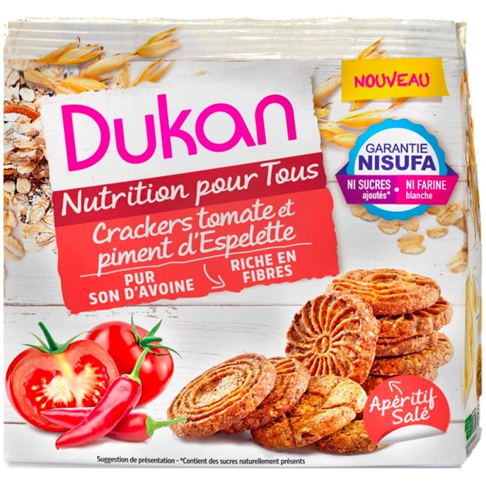 Crackers cu rosii si ardei Espelette, fara zahar, dieta Dukan, 100g