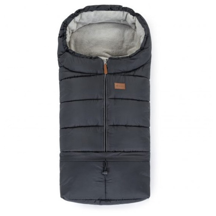 Sac de iarna, Petite&Mars, Jibot, Pentru carucior, landou sau scaun auto, 100x48 cm, Impermeabil, Cu elemente reflectorizante, Extensibil, 3 in 1, Charcoal Grey