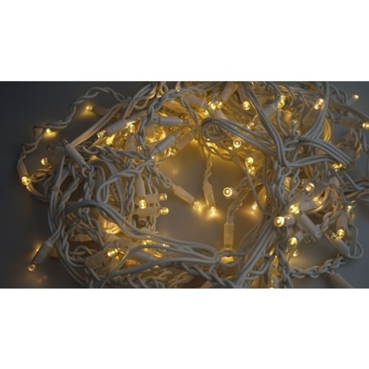 Instalatie Craciun, 165 m, Led-uri, Franjuri, Alb cald, Flash, Alimentator, Interconectabila, Fir Alb Cauciucat, 220v, Southern Sky