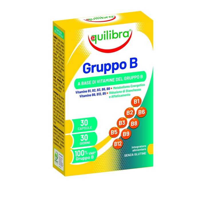 Vitamina B Complex, Supliment alimentar cu vitamine din complexul B, 30 Capsule