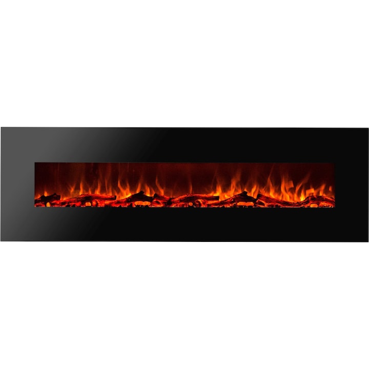 Електрическа камина Artflame Elit, 1500 W, 2 степени на мощност, Стъклен прозорец, 3D ефект, Дистанционно, BG-72-WN