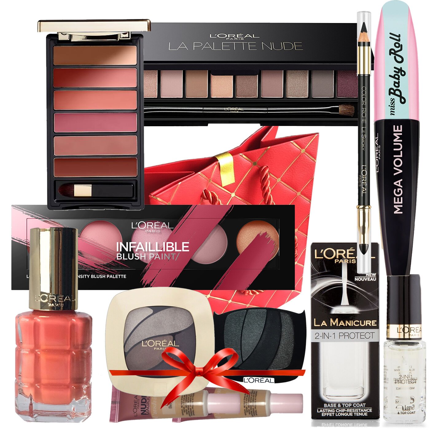 Set complet Machiaj L'Oreal Paris 12 piese Coral Kiss + Box Loreal Christmas Edition