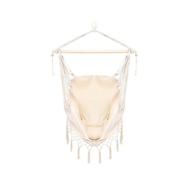 Hamac Brazilian Caracas tip Scaun Suspendat pentru Curte sau Gradina, cu 2 perne, 130x100cm, Bej