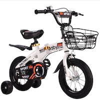 Bicicleta pentru copii pliabila 3/5 ani roata 14 inch, roti ajutatoare, cos depozitare