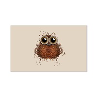 Tablou Canvas Coffee, Bufnita, Bar, Cafenea, Animale, 80 x 53 cm, Rama Lemn, Multicolor