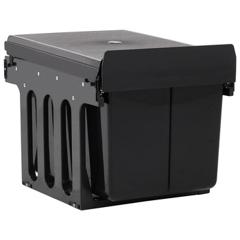 Cos de gunoi retractabil pentru dulap bucatarie, vidaXL, Plastic, 48 L, 48 x 34,3 x 35,1 cm, Negru Cos de gunoi retractabil pentru dulap bucatarie, vidaXL, Plastic, 48 L, 48 x 34,3 x 35,1 cm, Negru