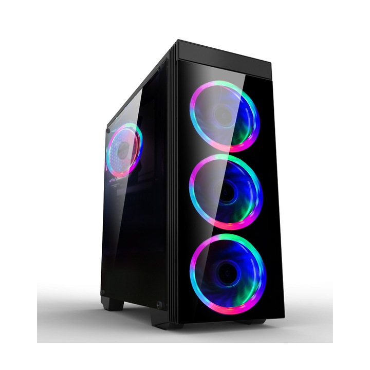 Carcasa gaming ARMAGGEDDON AQUARON DUPLEX PRO, roz, M-ATX, camera duala