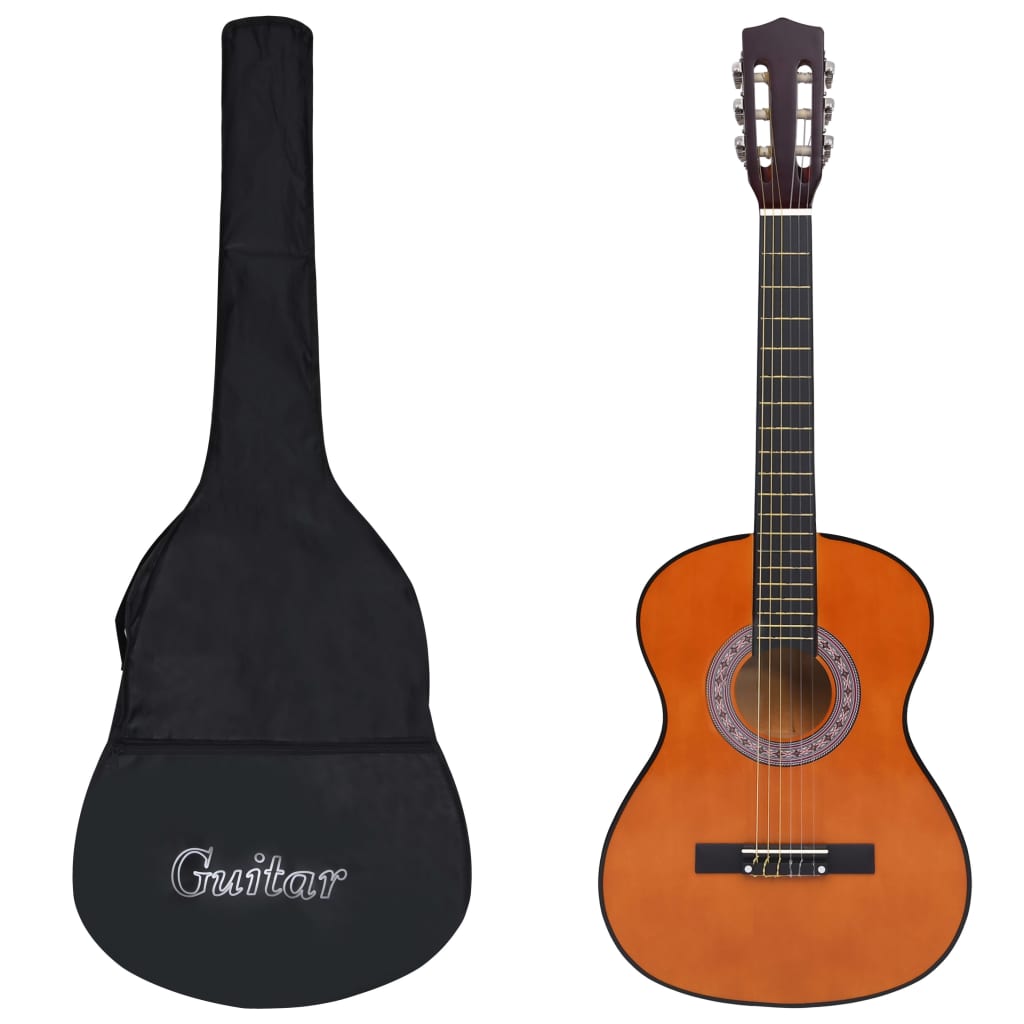 Set chitara cu husa 8 piese clasica pentru copii, incepatori, vidaXL, Lemn de tei, nailon, plastic dur, 1/2 34