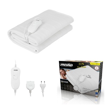 Patura electrica sub cearceaf MEMS7419 Alba 150 X 80 cm 4 trepte incalzire putere 60W Patura electrica sub cearceaf MEMS7419 Alba 150 X 80 cm 4 trepte incalzire putere 60W