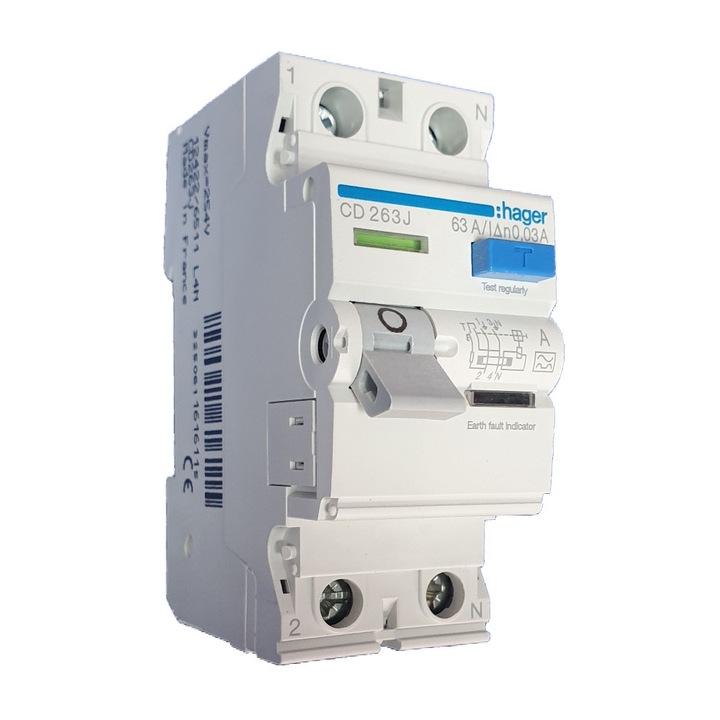 Диференциален прекъсвач RCCB 2P 63A 30mA тип A CD263J Hager