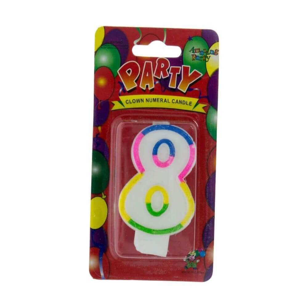 Lumanare Aniversara Cifra 8, Lungime 7 cm, Parafina, Multicolor