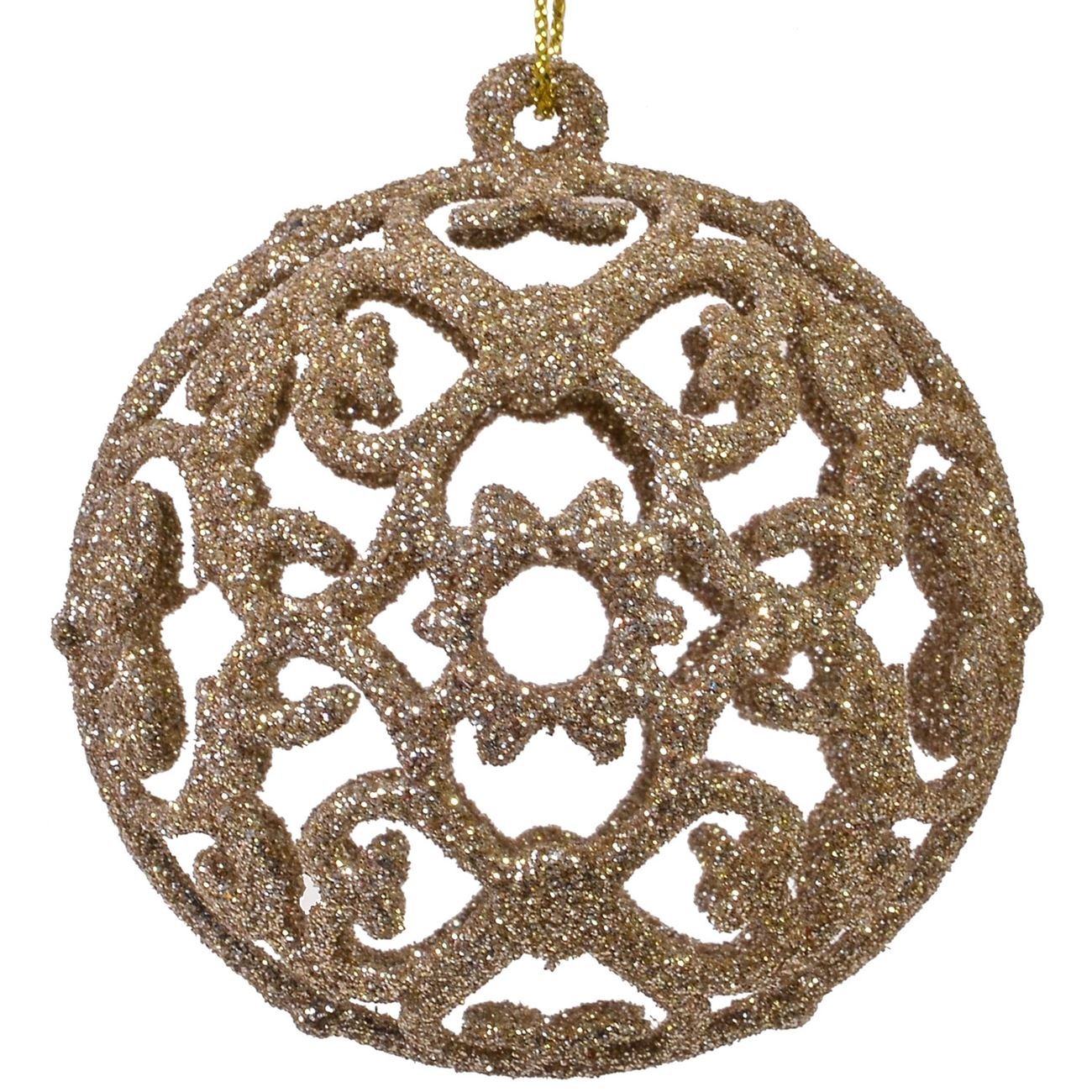 Set 6 globuri lucioase perforate de Craciun, Lioness, 6 cm