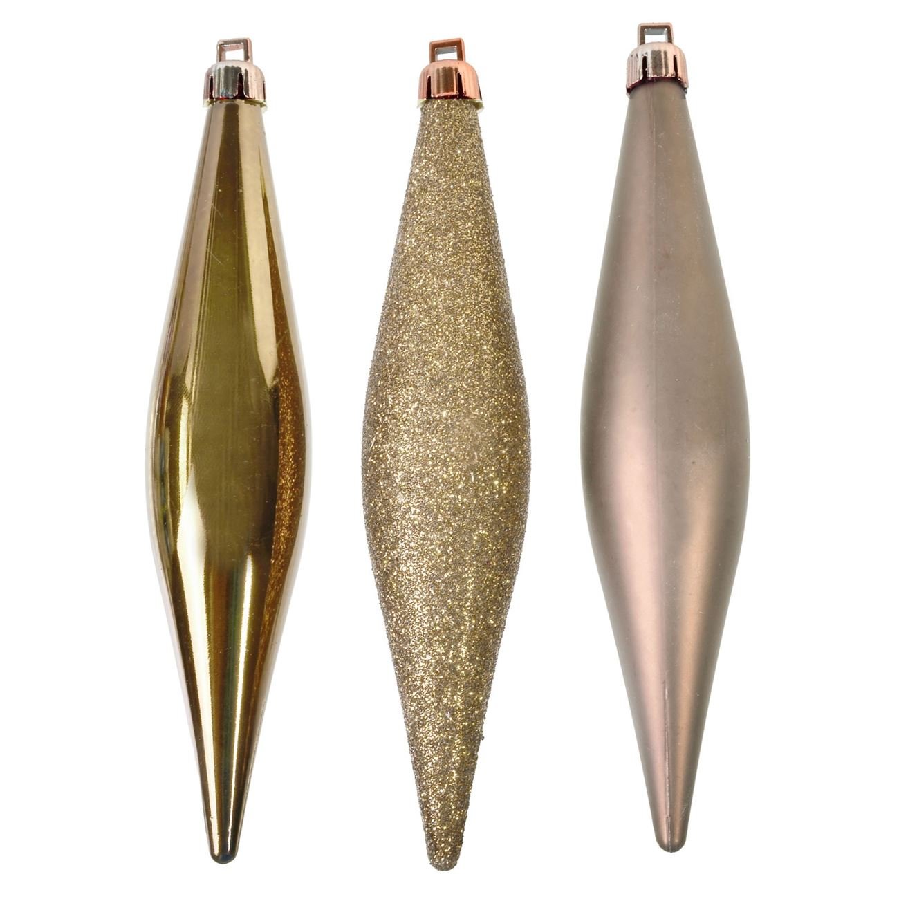 Set 6 globuri lungi lucioase de Craciun, Lioness, 16 cm