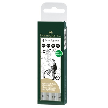 Set 4 Linere Ecco Pigment, Negru, 0.1, 0.3, 0.5, 0.7, Faber-Castell Set 4 Linere Ecco Pigment, Negru, 0.1, 0.3, 0.5, 0.7, Faber-Castell