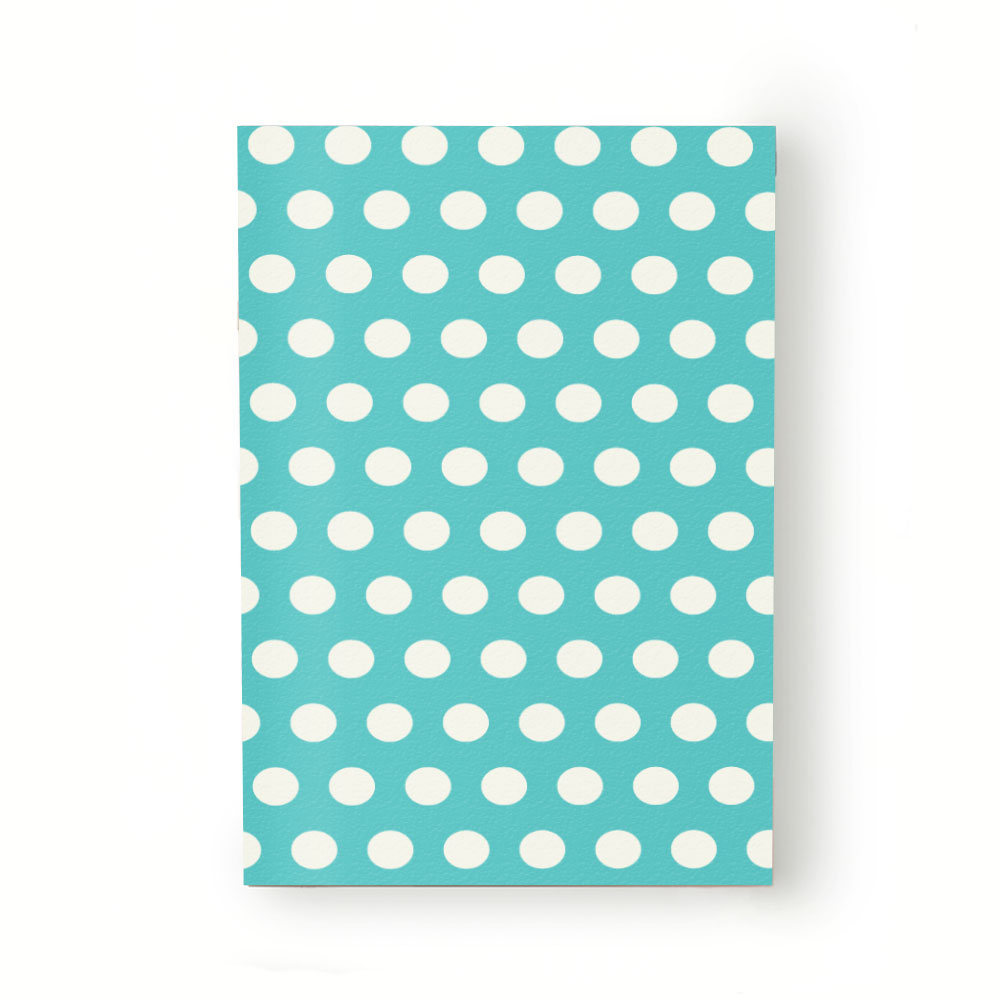 Caiet tip Agenda Heartwork cu muchie cusuta, Puncte polka alb si turcoaz, Latime 140 mm x Inaltime 200 mm