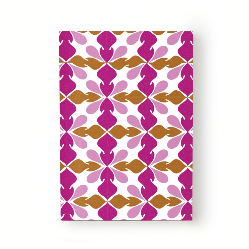 Caiet tip Agenda Heartwork cu muchie cusuta, Elemente geometrice roz si portocalii, Latime 140 mm x Inaltime 200 mm