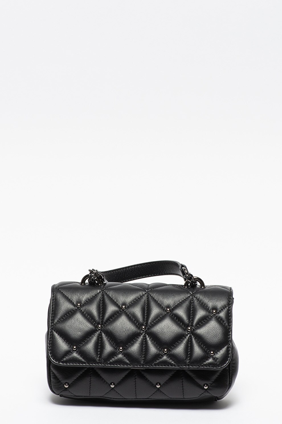 Antonia Moretti, Geanta din piele cu bareta de umar si aspect matlasat, Negru