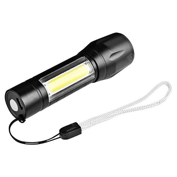 Mini Lanterna din aluminiu cu LED, zoom 10x, 3 faze de iluminare, incarcare USB, 10 cm
