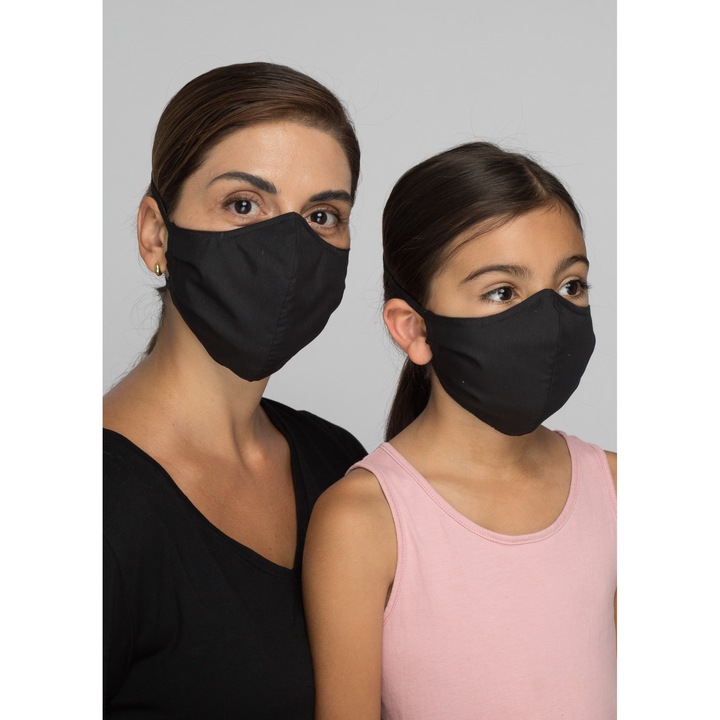 Детска предпазна маска Adelly, за многократна употреба, трислойна, черна, S
