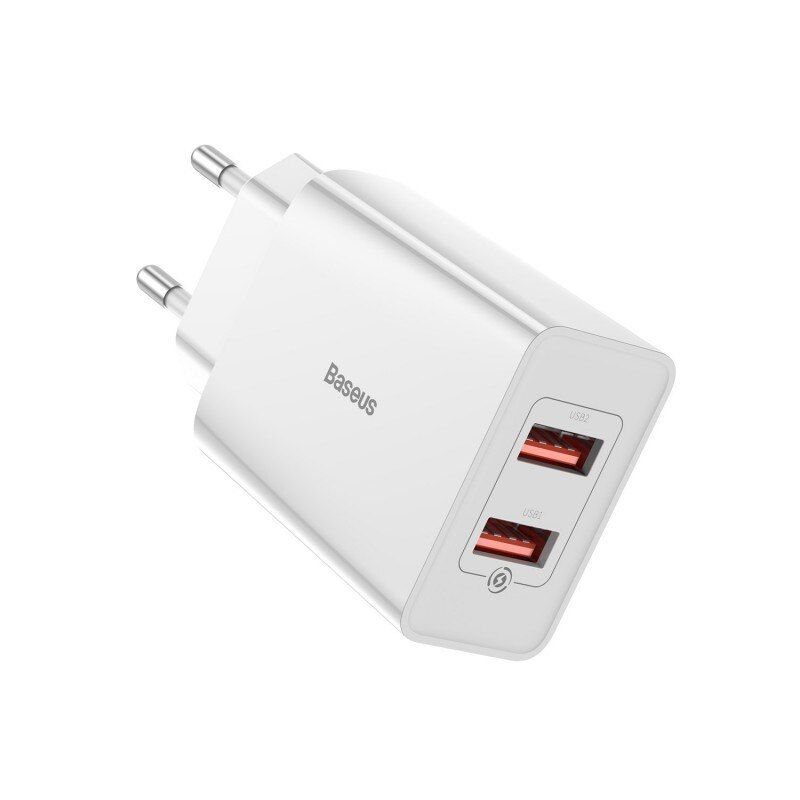 Incarcator Retea Baseus Fast Charger 2 X Usb, 18w, Quick Charge 3.0, Alb - Ccfs-v02
