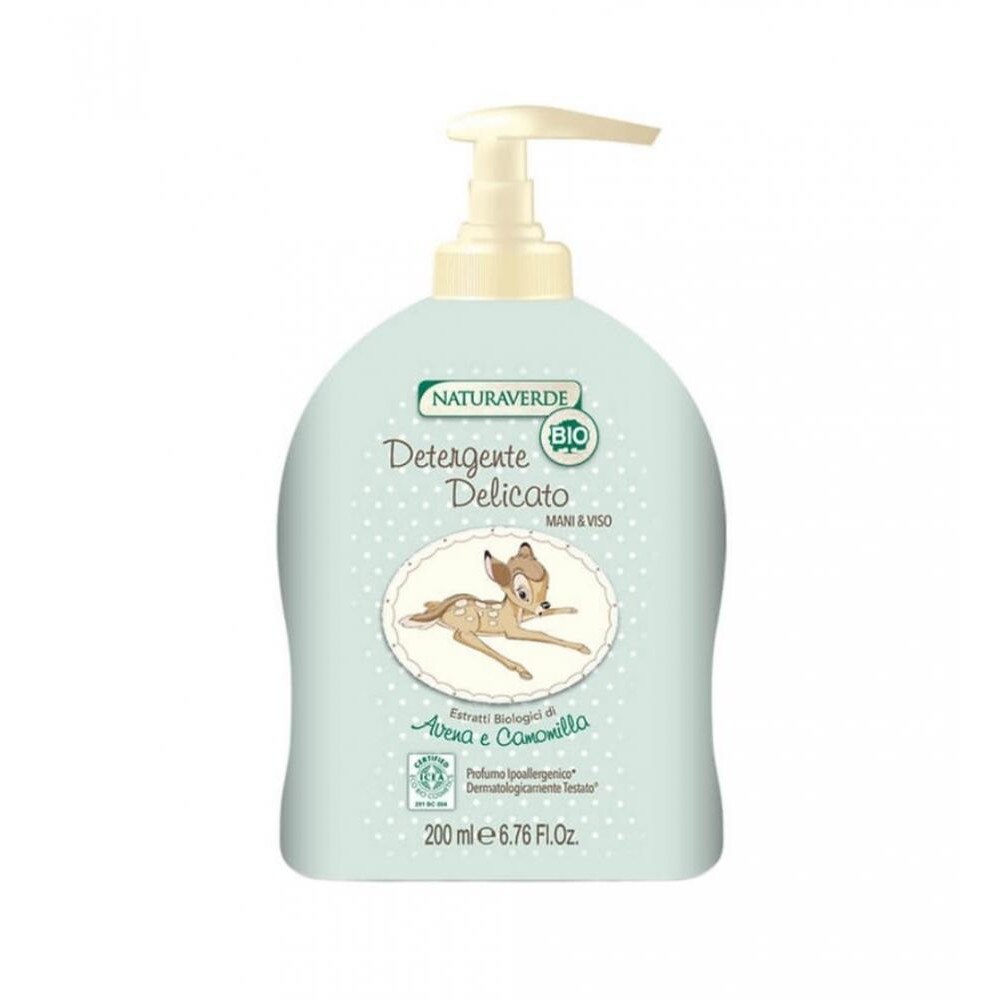 Sapun lichid si Gel de fata, Disney Baby Natura Verde Bio, cu extracte organice de Ovaz si Musetel 200ml