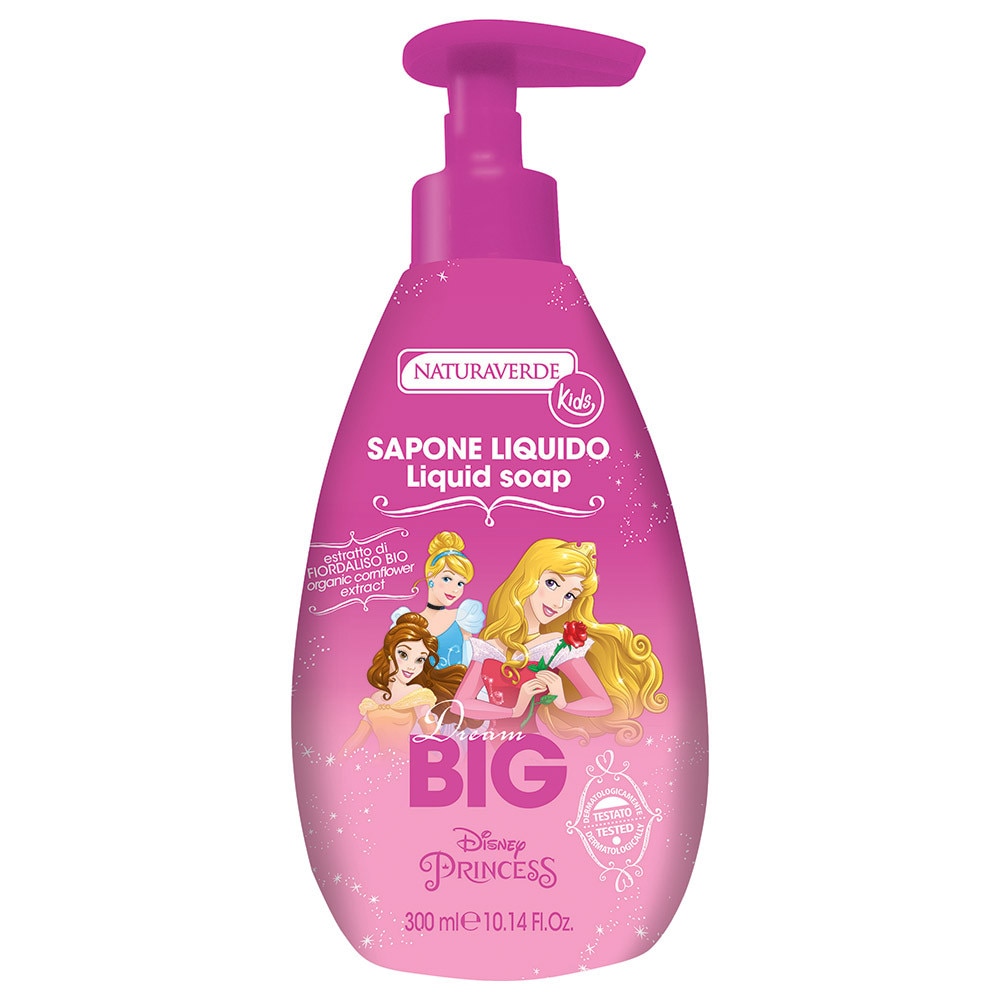 Sapun Lichid Princess Disney Natura Verde Kids cu extract organic de Albastrele 300ml