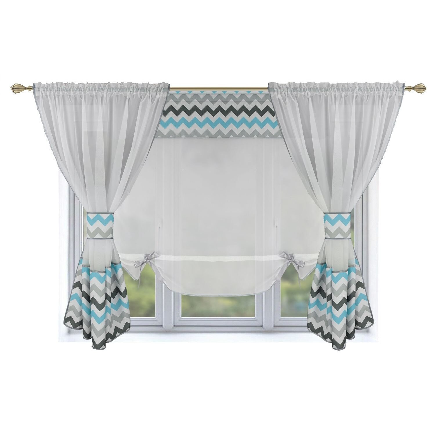 Perdea Nigeria 435 x 160 Voal Albastru