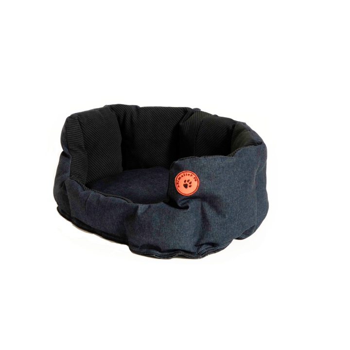 Pat pentru caini mici/medii, din bumbac calitate premium, 50x42x22 cm, bleumarin