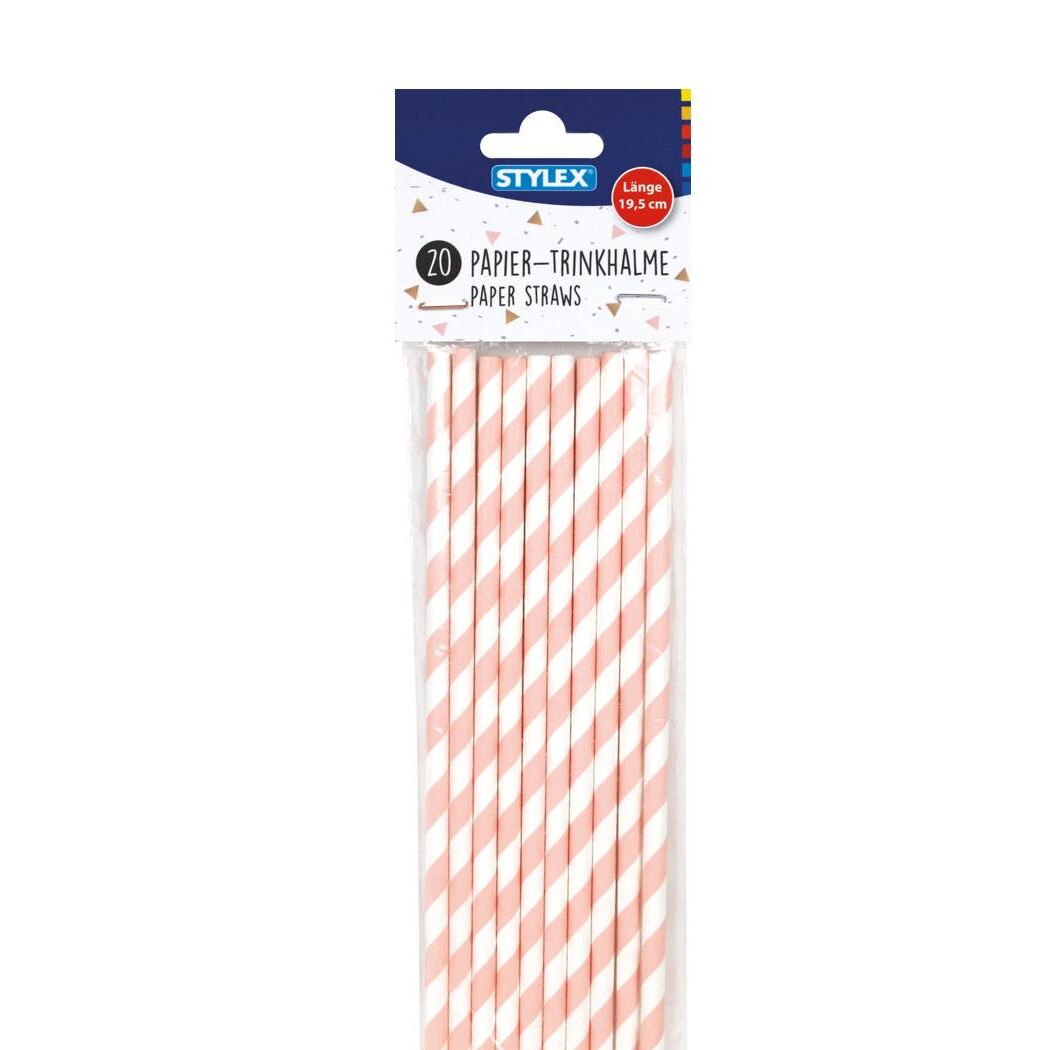 Set 20 paie alb rose pentru bauturi 19.5 cm Stylex