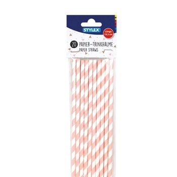 Set 20 paie alb rose pentru bauturi 19.5 cm Stylex Set 20 paie alb rose pentru bauturi 19.5 cm Stylex