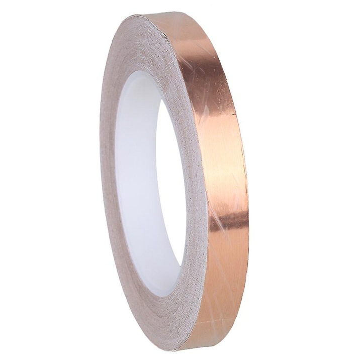 Banda de cupru cu adeziv pe o parte, 12 mm x 10 m