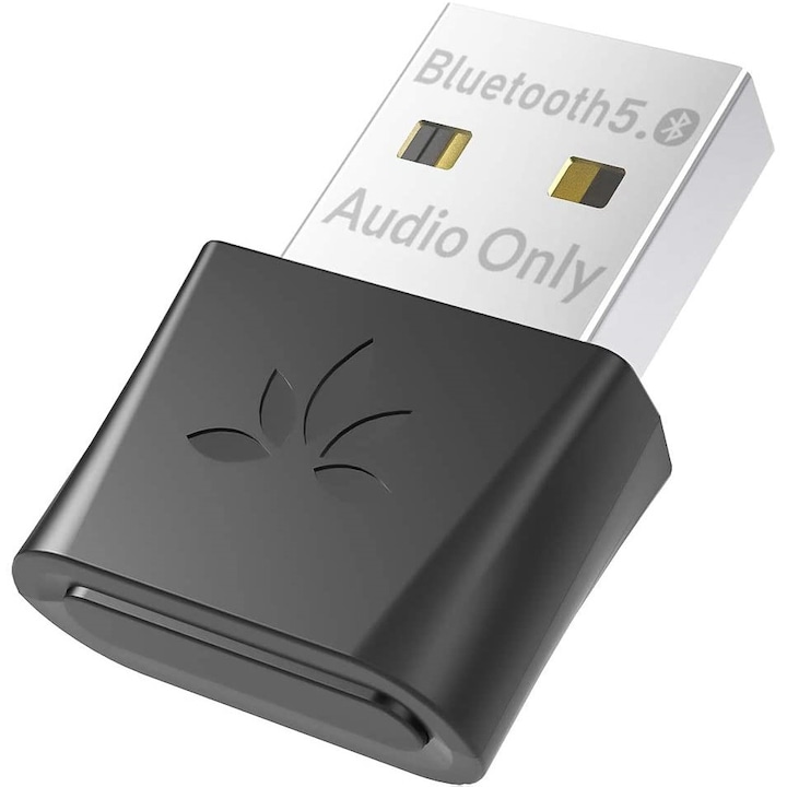 Adaptor USB dongle Avantree DG-80, Bluetooth 5.0 pentru PC cu Windows 10 , 8 , 7 , XP , aptX Low Latency, Plug & Play (doar pentru audio)
